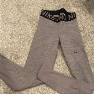 Gray Nike Pro full length running legging
